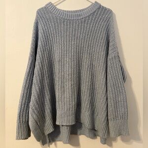 Aerie Light Blue Crocheted Sweater Size Large